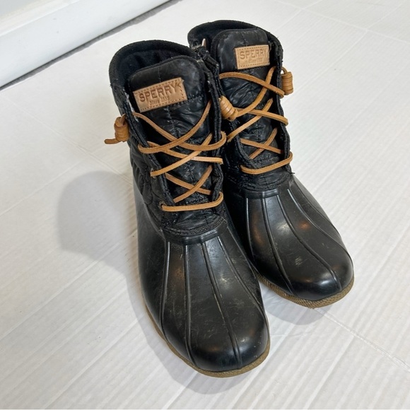 Sperry Saltwater Quilted Duck Boots Size 8 Black Snow Boots - Picture 2 of 11